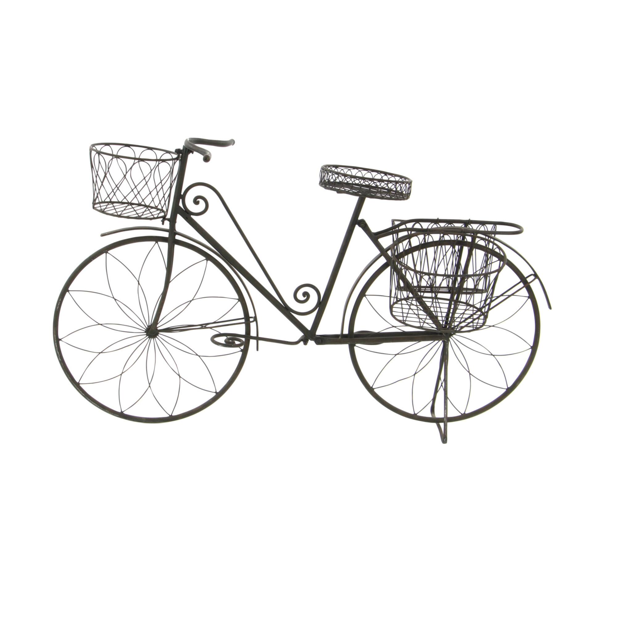 Silver Metal Vintage Bicycle Plantstand, 56" x 31"